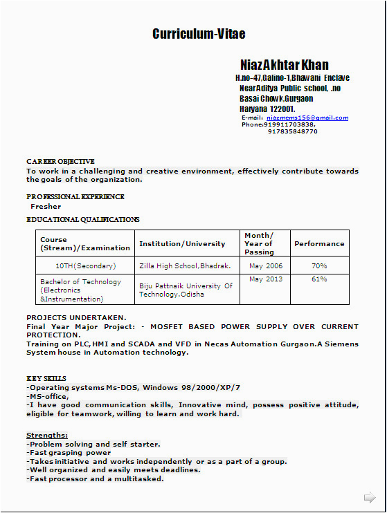 B Tech with Mba Resume Samples B Tech Fresher Resume format Doc Download