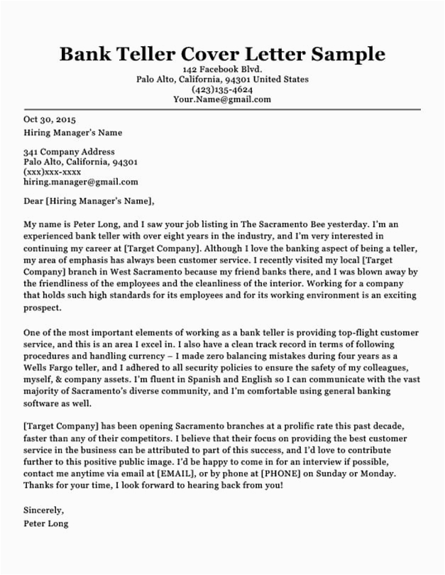 Bank Teller Resume Cover Letter Samples Bank Teller Cover Letter Sample & Tips