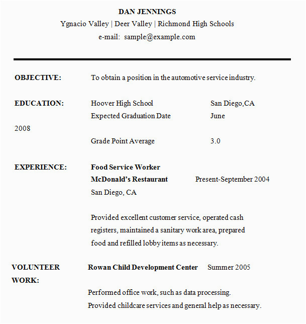 Basic Resume Samples for Highschool Students Free 9 High School Resume Templates In Pdf