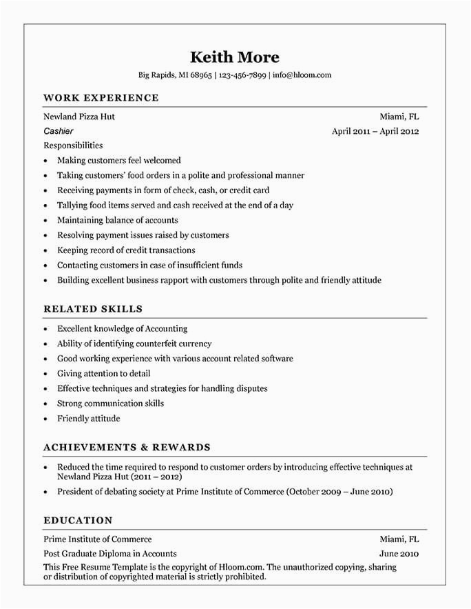 Fast Food Restaurant Cashier Resume Sample Cashier Resume [how to Write 16 Examples]