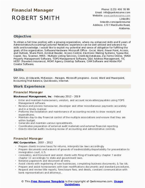 Finance and Administration Manager Resume Sample Sample Resume Finance Manager Financial Management