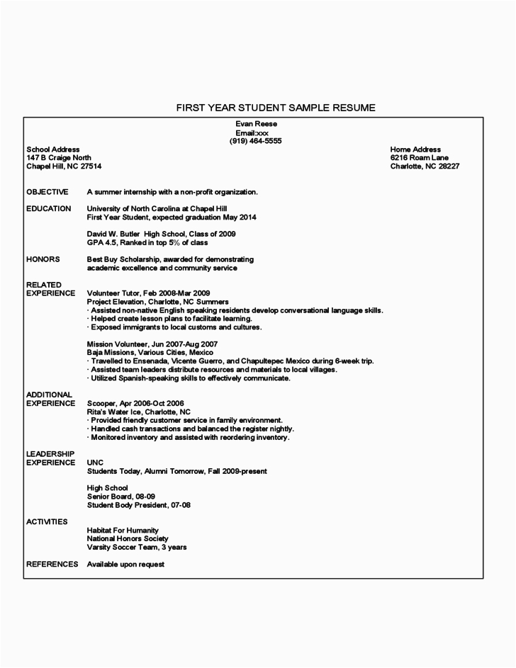 First Year College Student Resume Samples First Year Student Sample Resume Free Download First Year College Student Resume Samples First Year Student Sample Resume Free Download