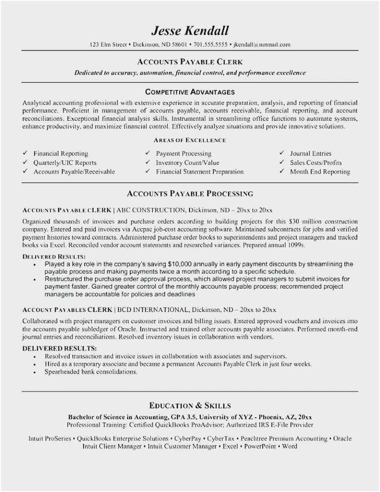 Sample Resume for Accounts Payable Specialist Free Collection 54 Accounts Payable Specialist Resume