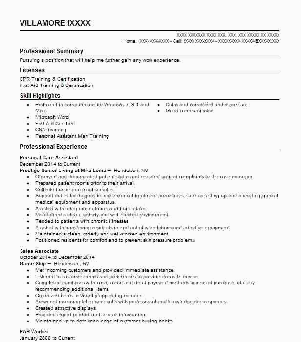Sample Resume for Aged Care Worker Position Aged Care Resume Samples Resume format