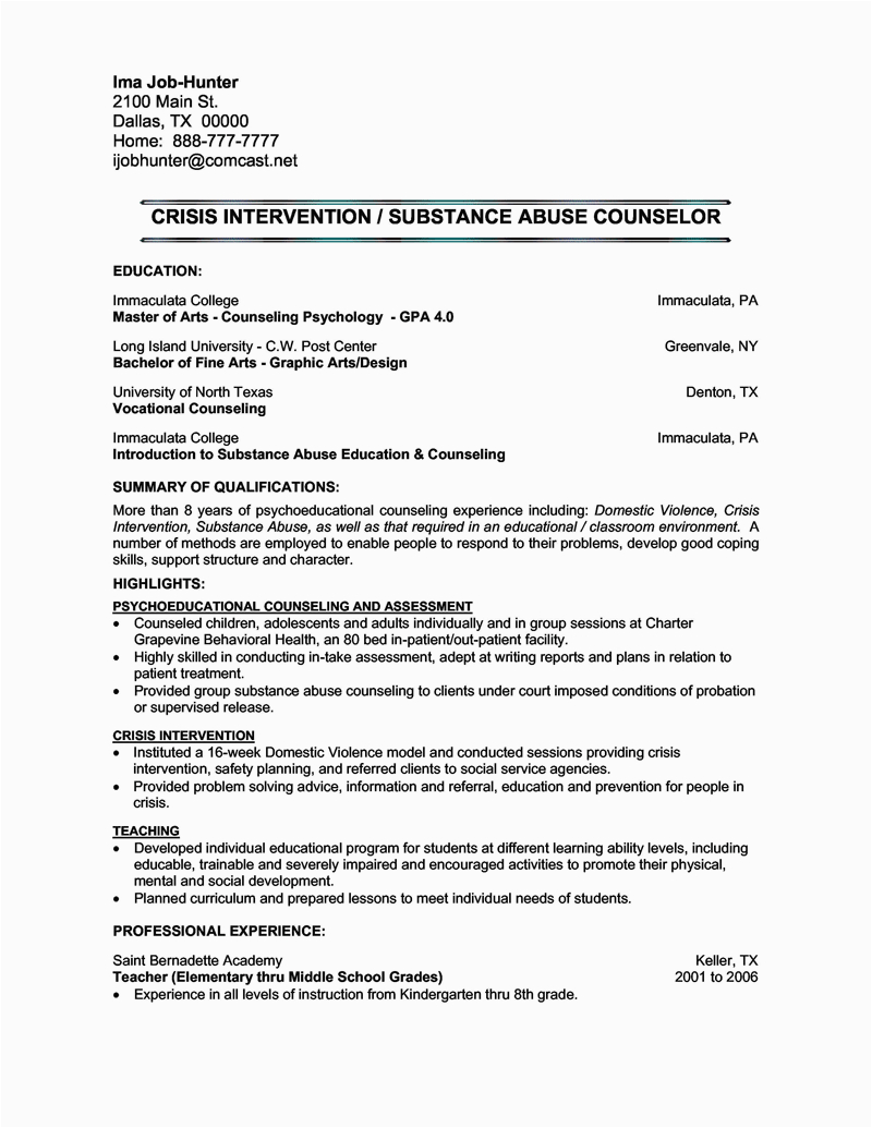 Sample Resume for Counseling Practicum Students Sample Counseling Practicum Resume