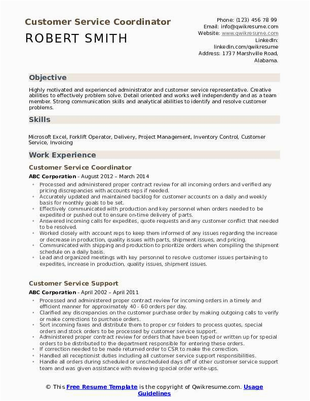 Sample Resume for Customer Service Coordinator Customer Service Coordinator Resume Samples