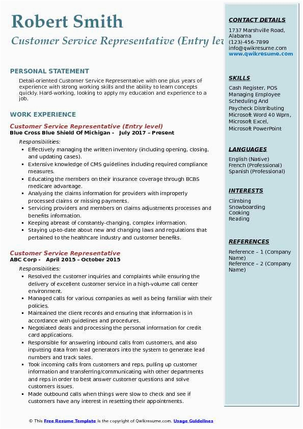 Sample Resume for Customer Service Representative No Experience Customer Service Representative Resume with No Experience