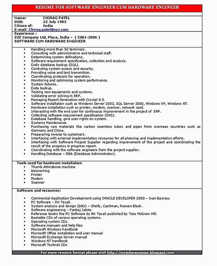 Sample Resume for Embedded software Engineer Experienced 25 Embedded software Engineer Resume In 2020