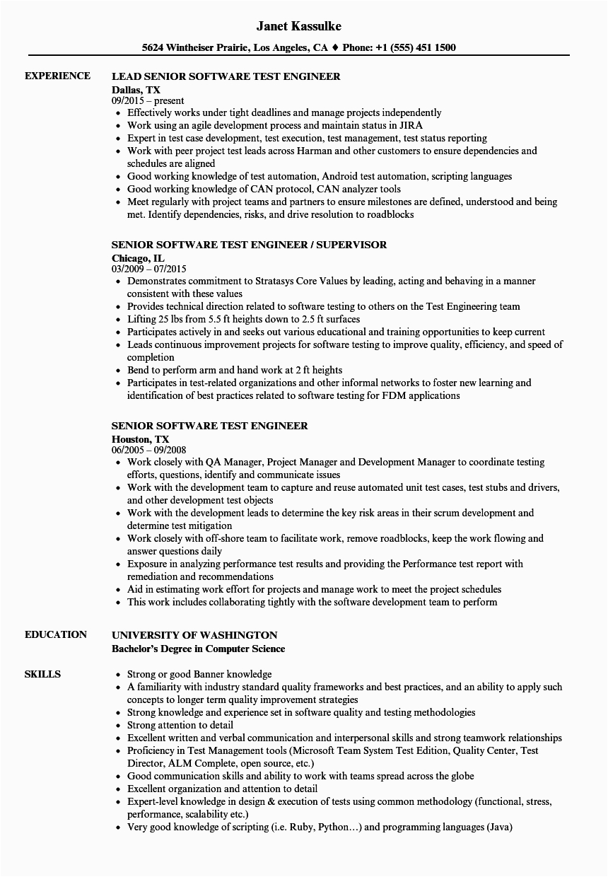 Sample Resume for Experienced software Test Engineer Collection Of Manual Testing Resume Sample for 5 Years