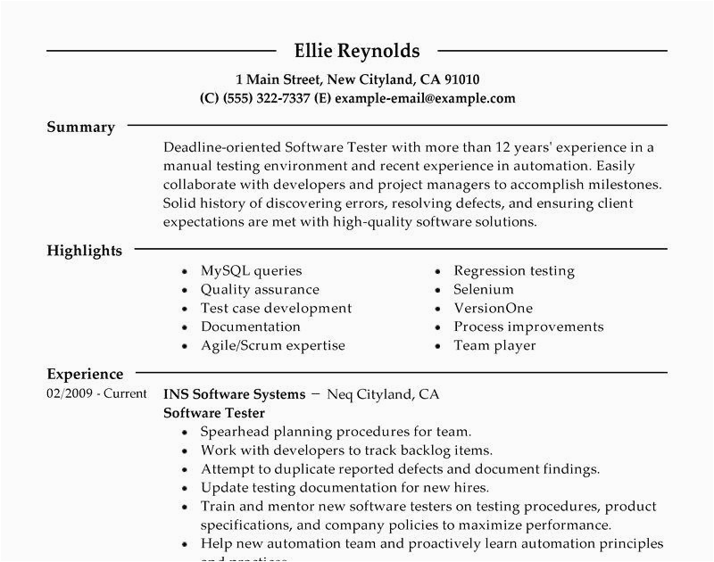 Sample Resume for Experienced software Test Engineer software Test Engineer Resume 4 Years Experience Best