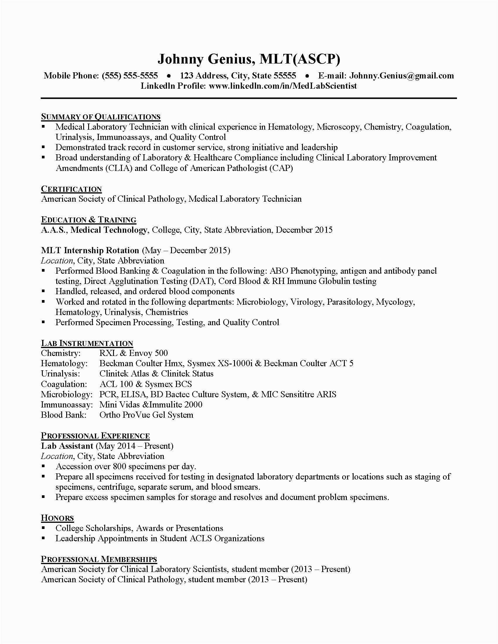 Sample Resume for Medical Technologist Fresh Graduate Philippines Medical Technology Sample Resume for Medical Technologist