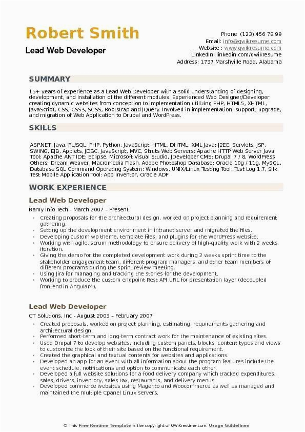 Sample Resume for Net Developer with 2 Year Experience Java Developer Resume 2 Years Experience Fresh Lead Web