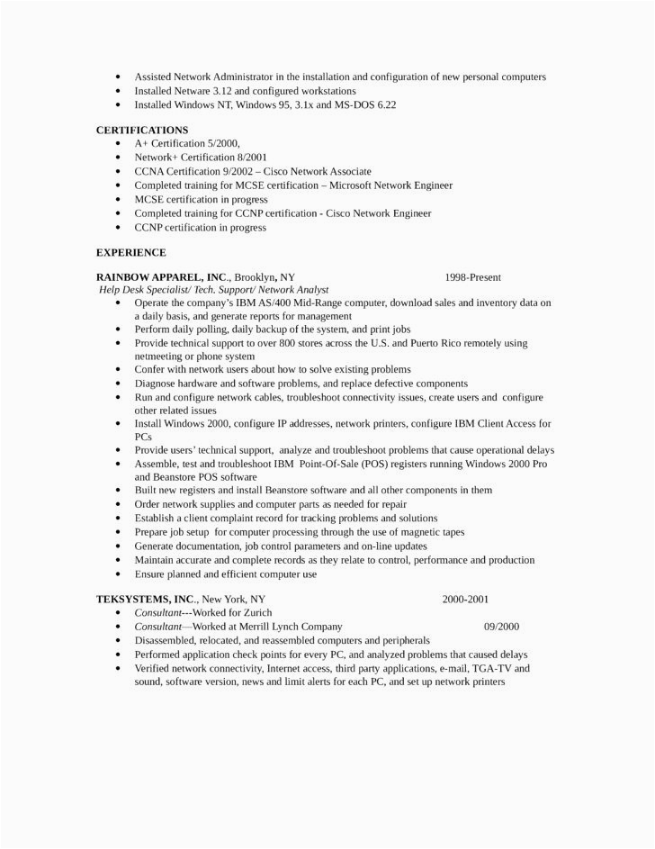 Sample Resume for Network Administrator Fresher Network Administrator Resume Example Fresh Professional