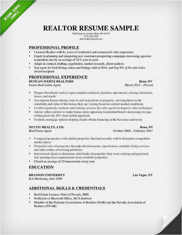 Sample Resume for New Real Estate Agent Real Estate Resume & Writing Guide