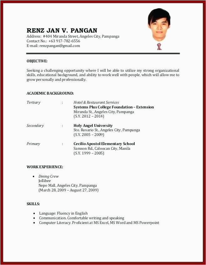 Sample Resume for No Experience Applicant Resume for Teaching Job with No Experience for Sample