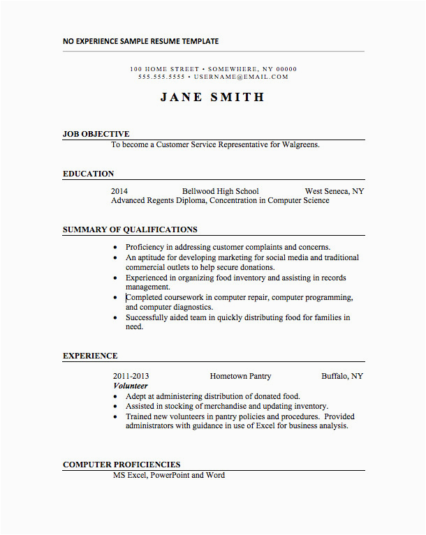 Sample Resume for No Experience Applicant Sample Resume format for Job Application with No