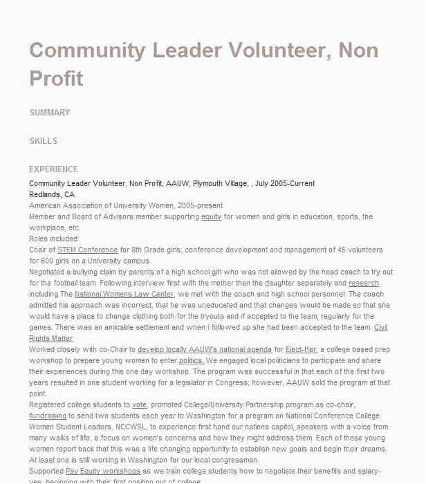 Sample Resume for Volunteer Board Position Non Profit Board Member Resume Example Play & Learn