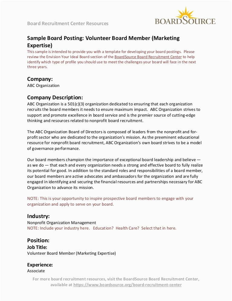 Sample Resume for Volunteer Board Position Volunteer Board Member Marketing Expertise