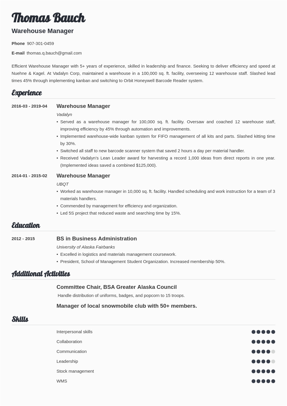 Sample Resume for Warehouse Manager In India Warehouse Manager Resume Sample [ Job Description]