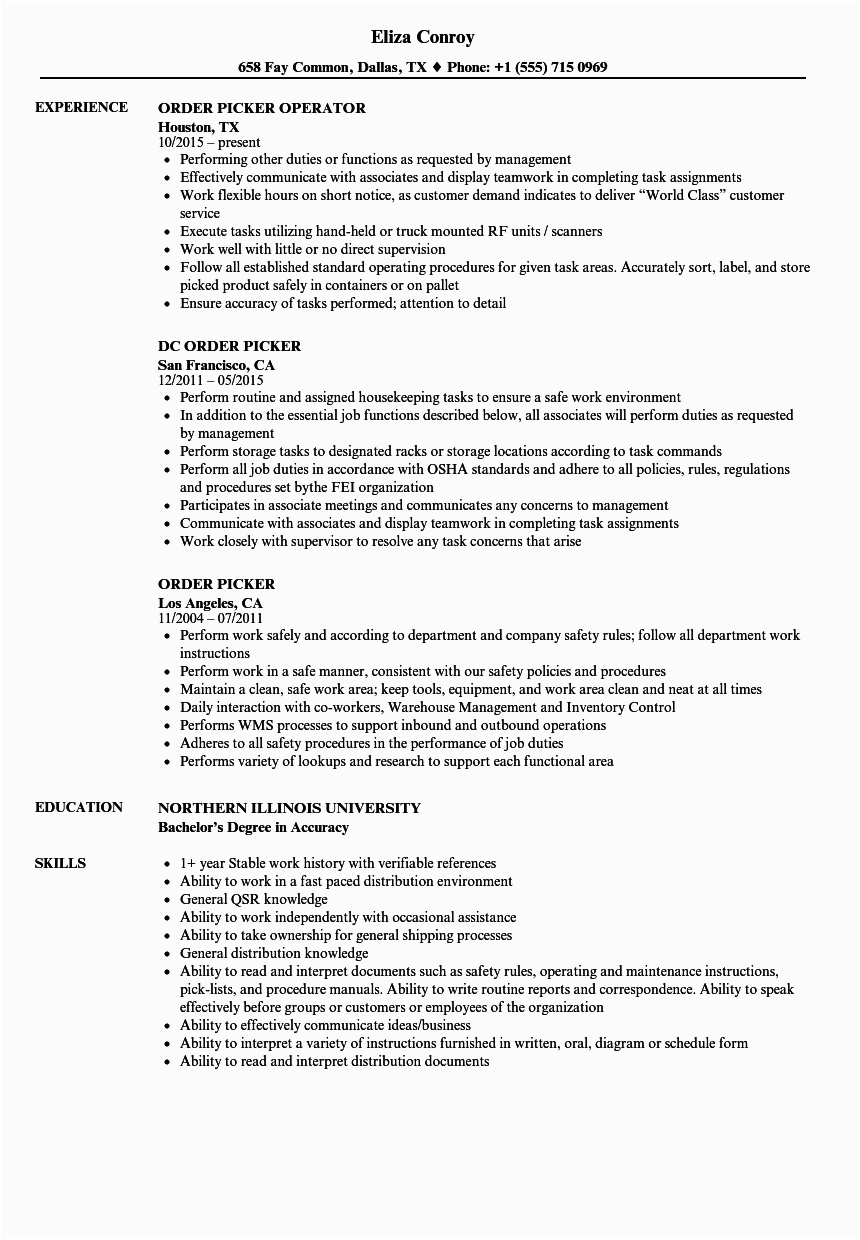 Sample Resume for Warehouse Picker Packer Warehouse Packer Resume Sample Finder Jobs