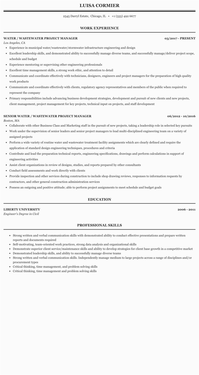 Sample Resume for Water Treatment Engineer Wastewater Treatment Engineer Resume Finder Jobs