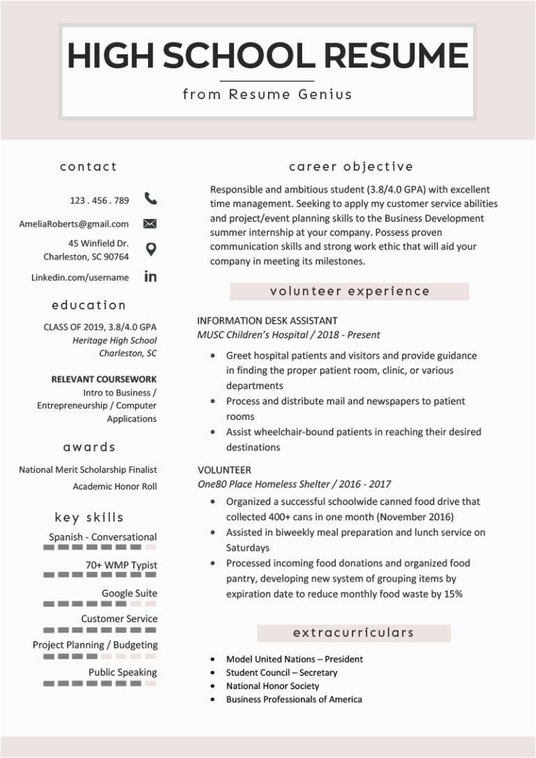 Sample Resume for Work Immersion Senior High School High School Student Resume Sample & Writing Tips