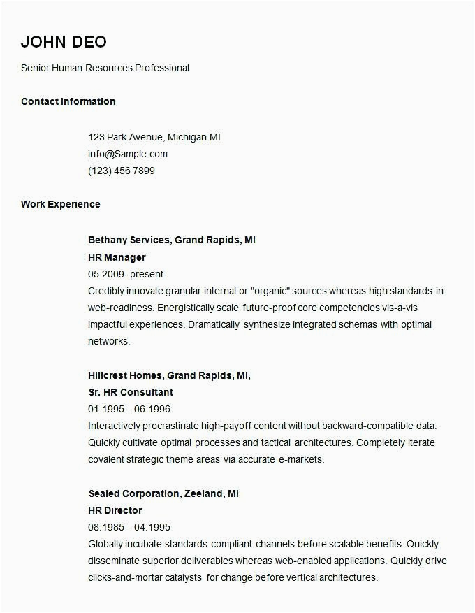 Simple Resume Sample for Job Application Free Resume Templates for Job Application In 2020