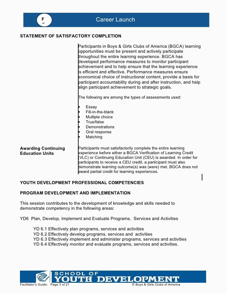 Boys and Girls Club Resume Sample Career Launch Fg2010