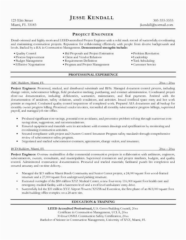 Construction Project Manager Resume Sample Doc Engineering Project Manager Resume Awesome Free