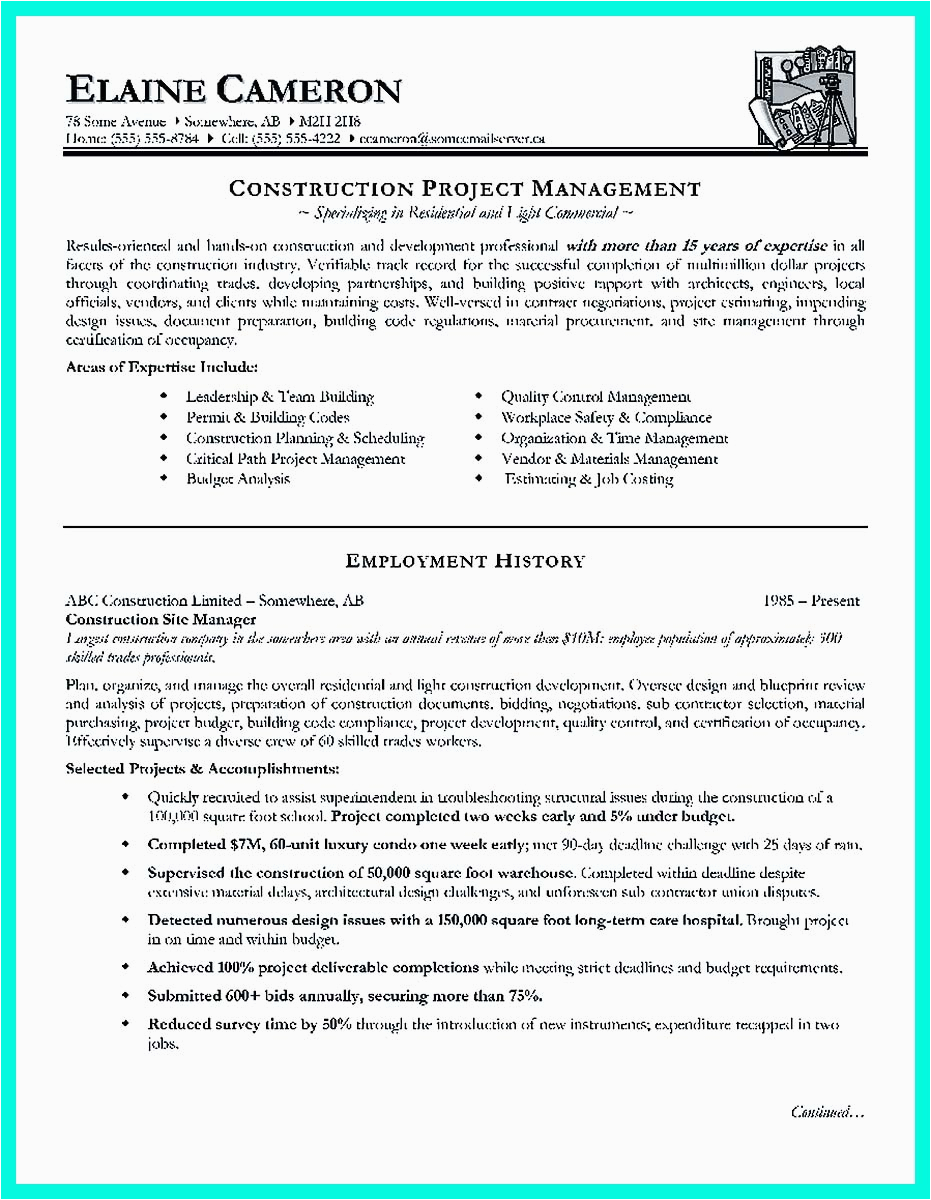 Construction Project Manager Resume Sample Doc Simple Construction Superintendent Resume Example to Get
