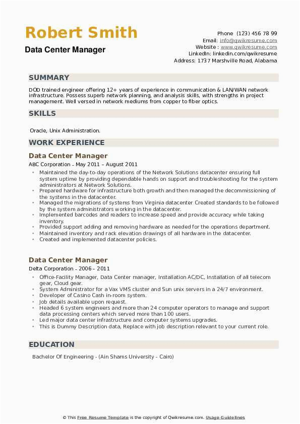 Data Center Project Manager Resume Sample Data Center Manager Resume Samples Data Center Project Manager Resume Sample Data Center Manager Resume Samples