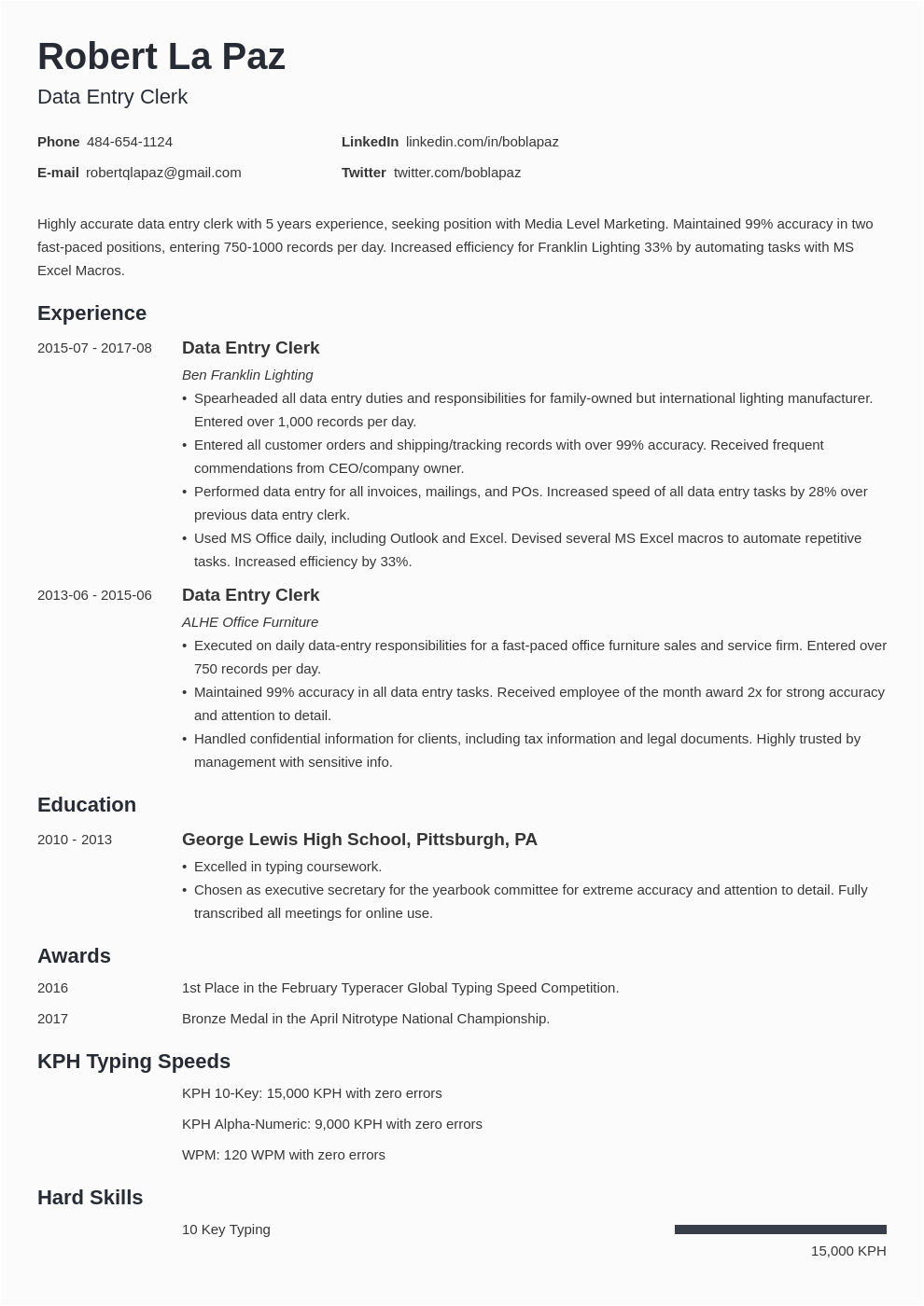 Data Entry Resume Sample with Experience Data Entry Resume Sample 20 Tips On Experience & Skills