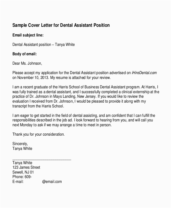 Dental assistant Resume Cover Letter Samples Free 6 Best Cover Letter Examples In Ms Word