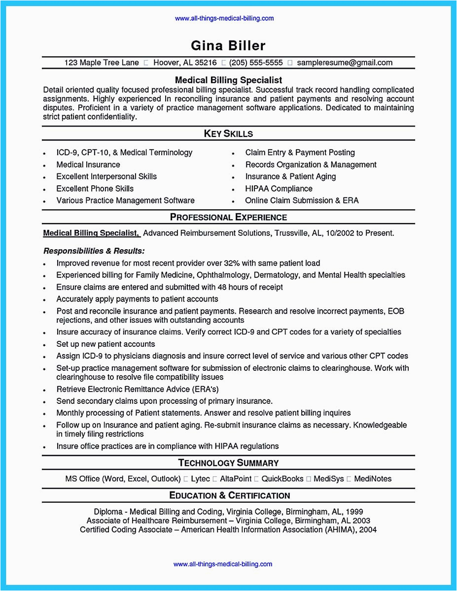 Entry Level Medical Billing and Coding Resume Sample Exciting Billing Specialist Resume that Brings the Job to You