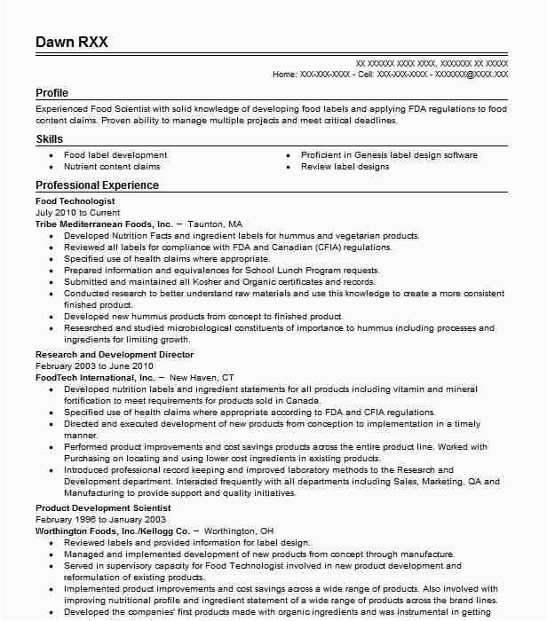 Food Science and Technology Resume Sample Food Process Technologist Resume Recherche Google