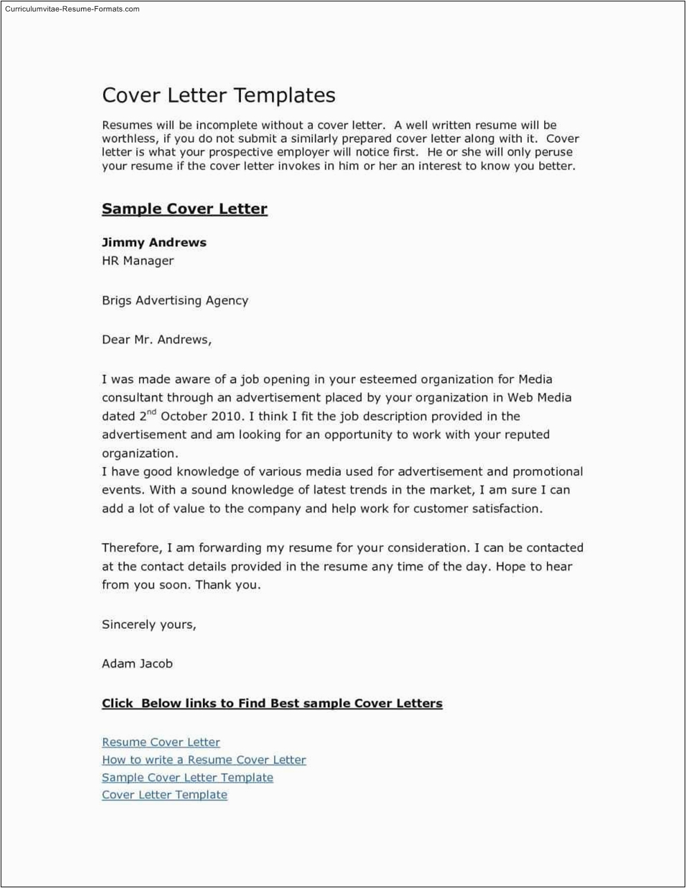 Free Download Sample Cover Letter for Resume Free Resume and Cover Letter Templates Downloads