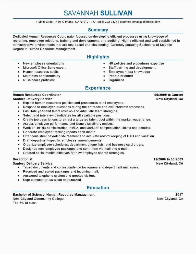 Human Resources Summary Of Qualifications Resume Sample Amazing Human Resources Resume Examples