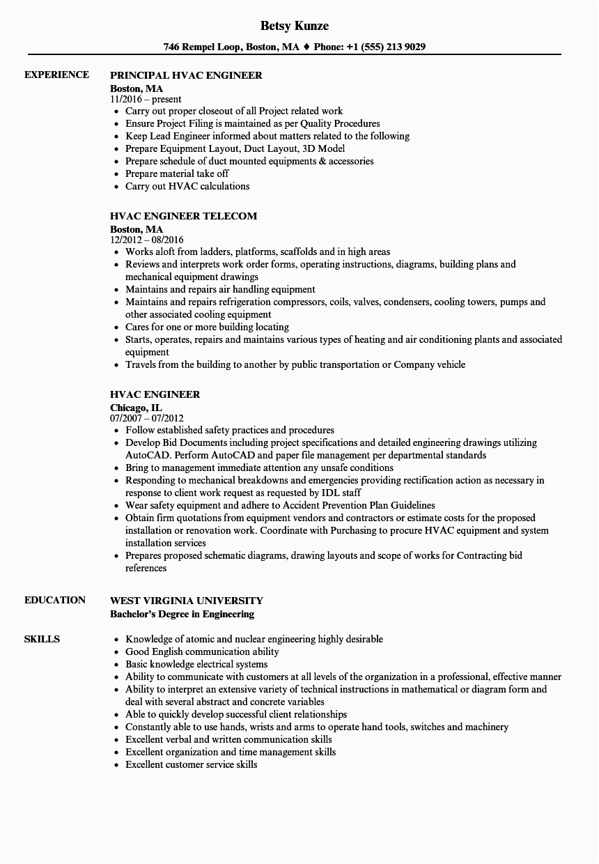 Hvac Design Engineer Resume Samples Pdf Hvac Design Engineer Resume Samples Pdf