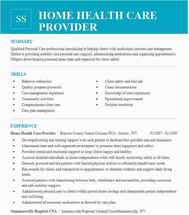 In Home Care Provider Resume Sample In Home Care Provider Resume Example Ihss San Leandro