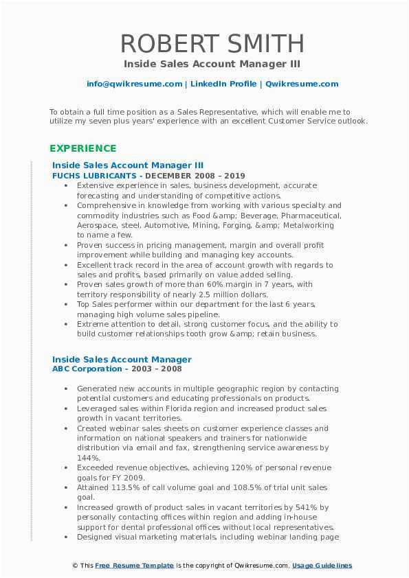 Inside Sales Account Manager Resume Sample Inside Sales Account Manager Resume Samples