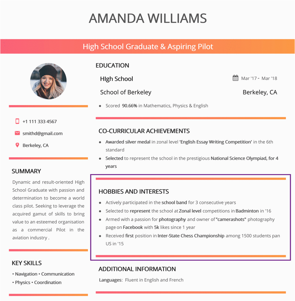 Interest and Hobbies In Resume Sample How to Write Personal Interests In Cv 20 Best Examples