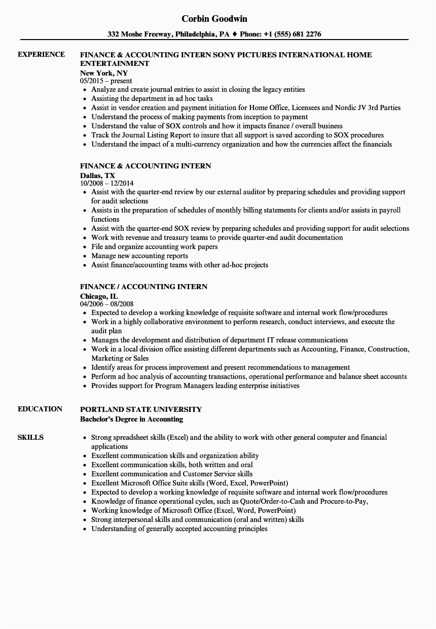Internship Sample Resume for Accounting Students 12 Accounting Intern Resume Examples Radaircars