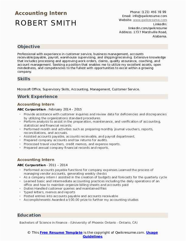 Internship Sample Resume for Accounting Students Accounting Student Resume for Internship Best Resume