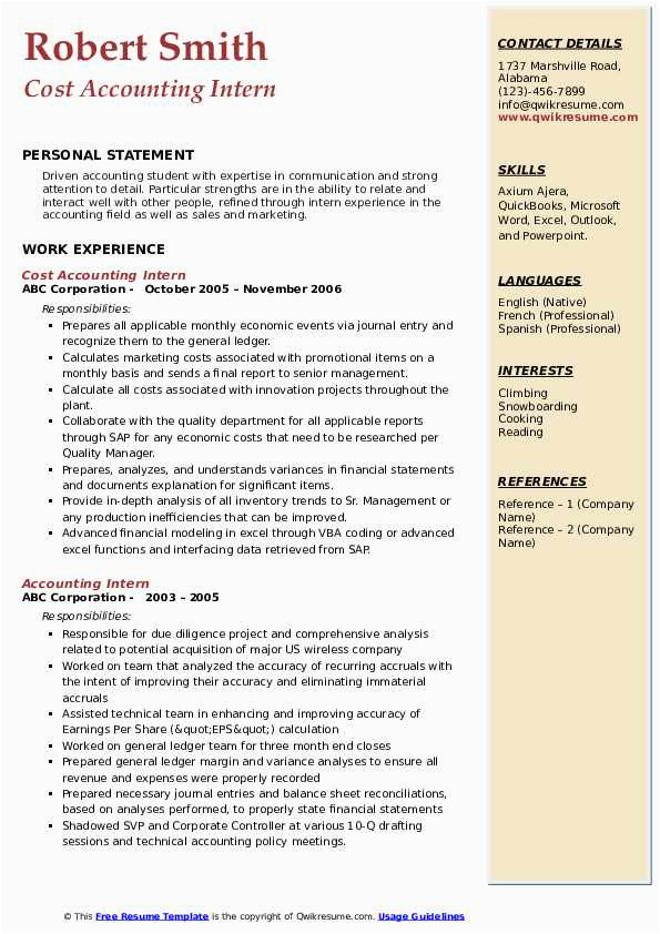 Internship Sample Resume for Accounting Students Accounting Student Resume for Internship Best Resume