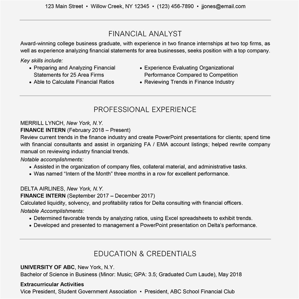 Internship Sample Resume for Accounting Students Internship Resume Examples for College Students Best