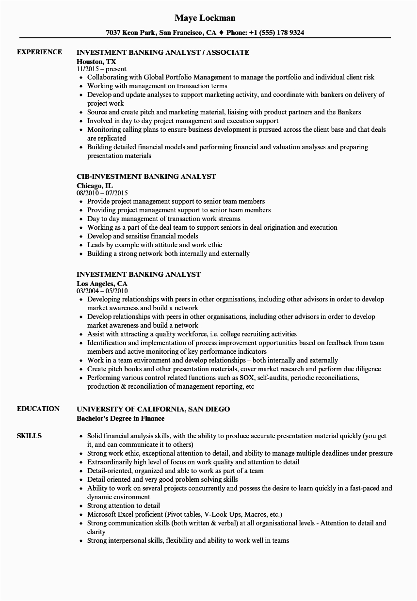 Investment Banking Business Analyst Sample Resume Banking and Finance Resume Examples Best Resume Examples