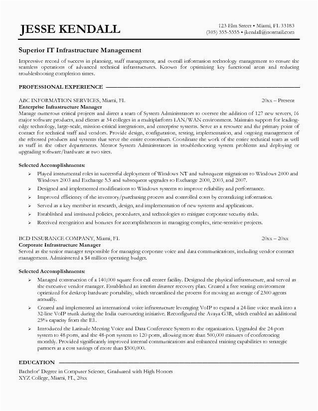 It Infrastructure Project Manager Resume Samples 20 Infrastructure Project Manager Resume In 2020