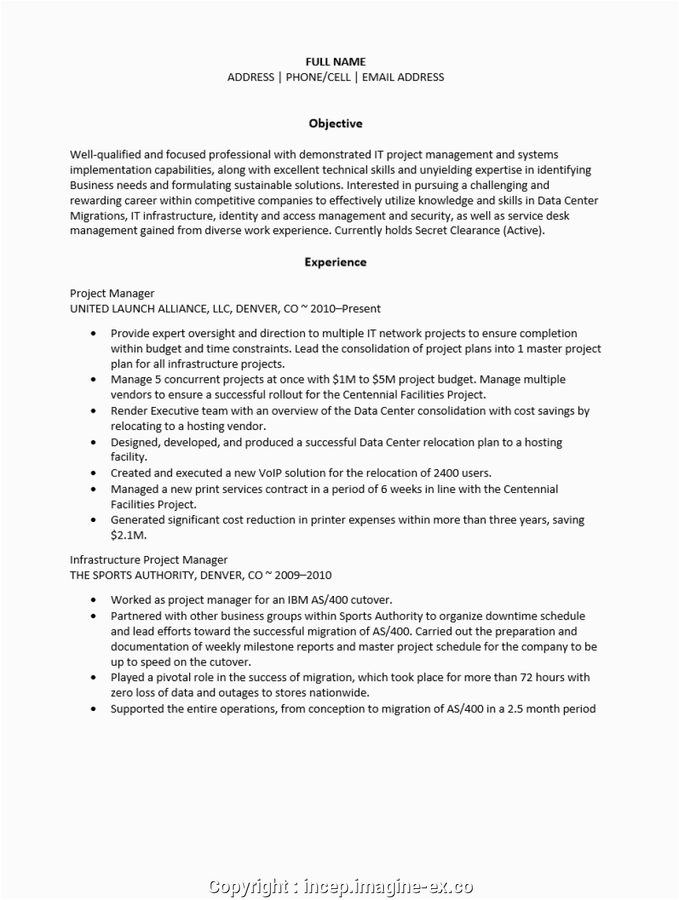 It Infrastructure Project Manager Resume Samples Create Infrastructure Project Manager Resume Sample It