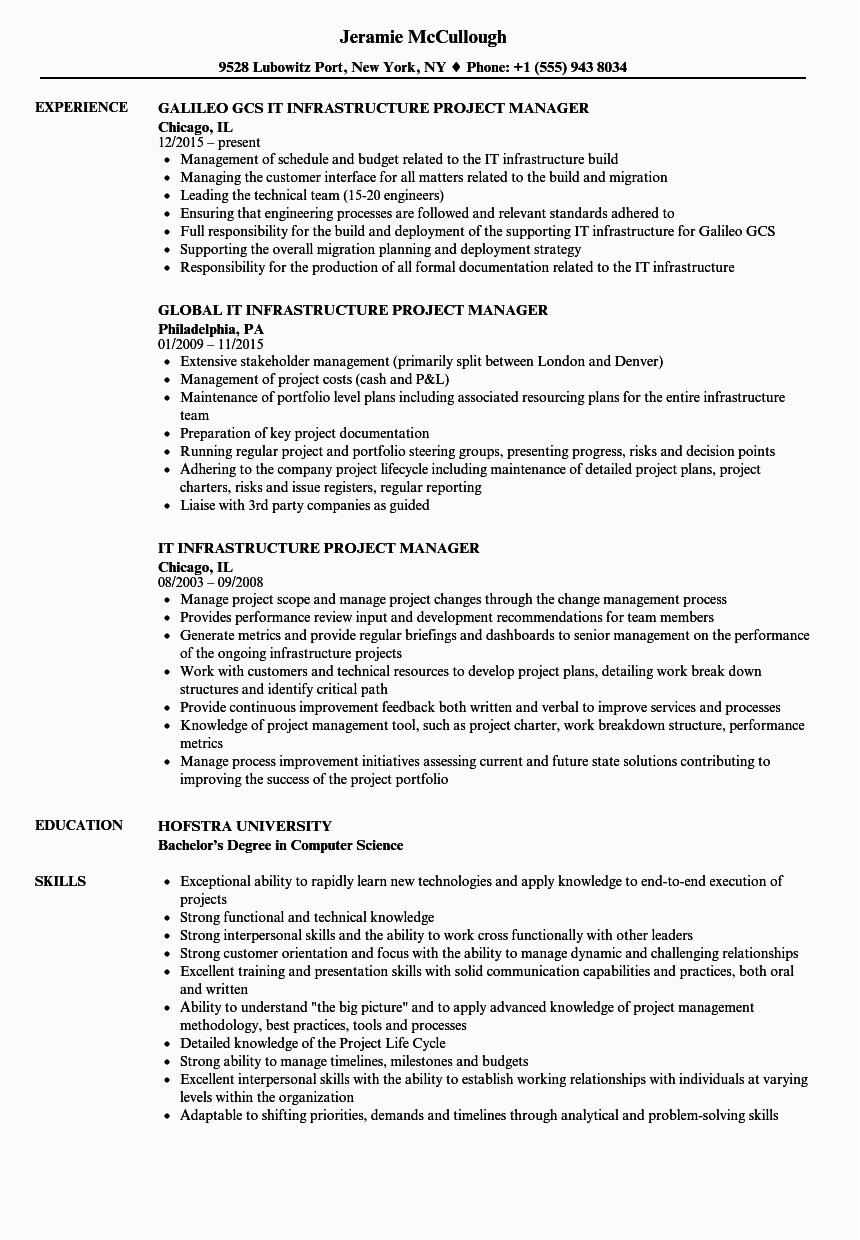 It Infrastructure Project Manager Resume Samples It Infrastructure Project Manager Resume Samples