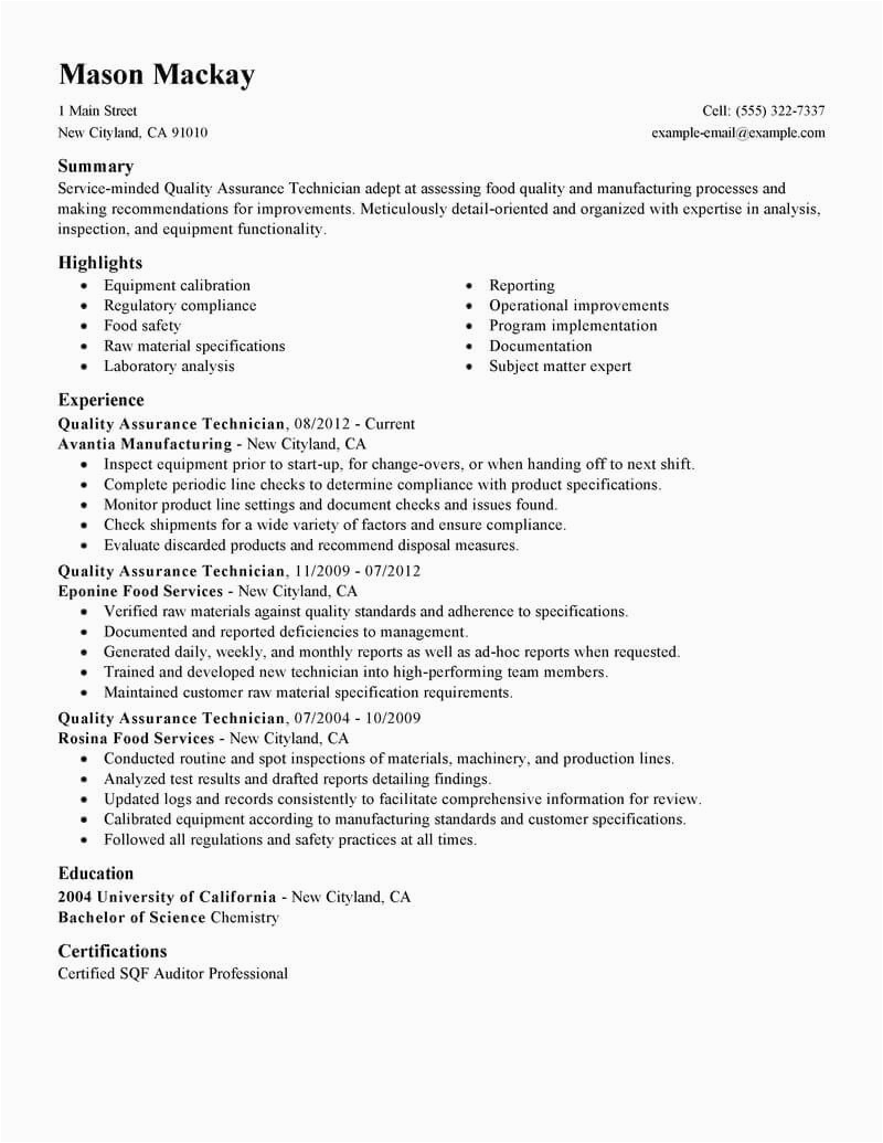 Pharmaceutical Resume Samples for Quality Control Best Quality assurance Resume Example